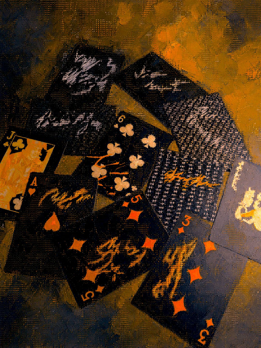Signed playing cards used as anonymous identities at the private AI researchers roundtable